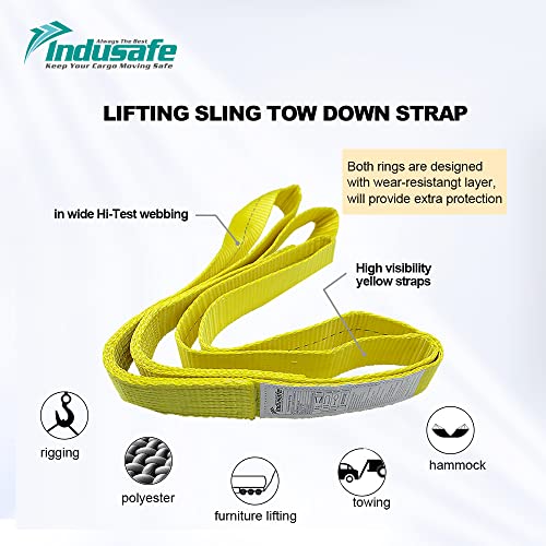 Indusafe 1" x 6' Polyester Lifting Slings, Twist Eye Web Slings, Lifting Strap for Hoist, Heavy Duty Rigging Straps, 1600 lbs Vertical Rigging Moving Towing Hoisting Work Gear