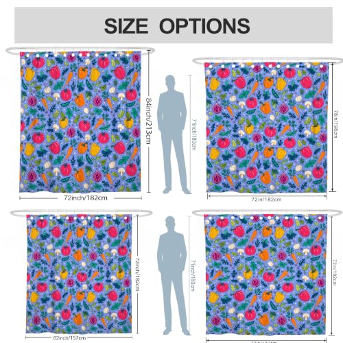 Rideau de douche imperméable polyester bleu d'été motif tomates 183x213 - 4