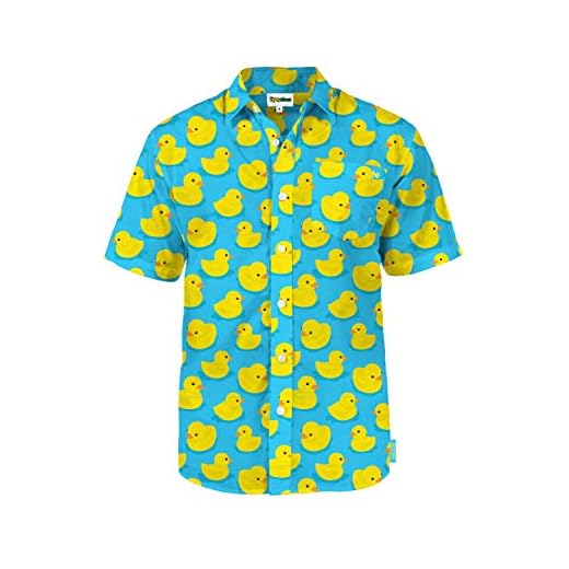 Men's Blue Rubber Ducky Hawaiian Shirt - Rubber Ducky Button Down Aloha Shirt