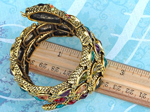 Alilang Egyptian Snake Rhinestones Stretch Cuff Wrap Bangle Bracelet, Gold #TOP2