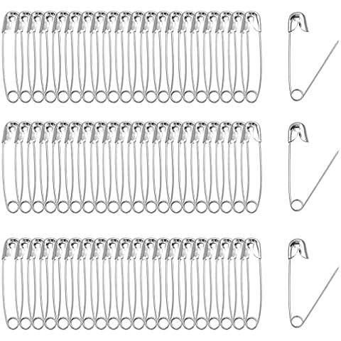 Qjaiune 500 PCS 38mm / 1.5 Inch Safety Pins Heavy Duty Quilting Pins, Medium Safety Pins Size 2, Silver Metal Sewing Pins, Sharp Safety Pins for DIY Crafts Jewelry Making Baby Clothing (Nickel Plated) Cover