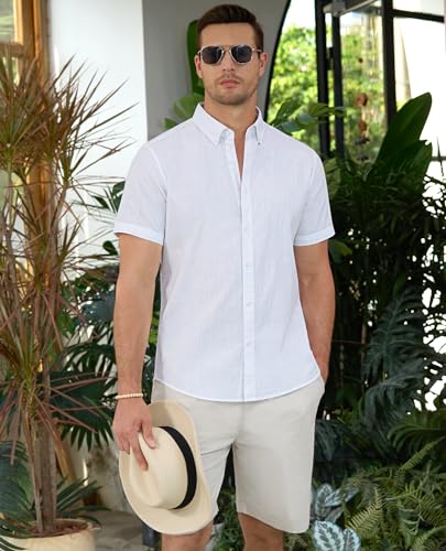 Linen Shirts for Men Short Sleeve Linen Button Down Shirts Hawaiian Shirt for Men Beach Shirts Summer Shirts4