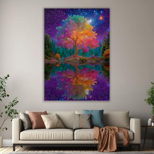 Cuadros en lienzo de 40x60cm con diseño floral de sol, arco iris y bosque denso 3