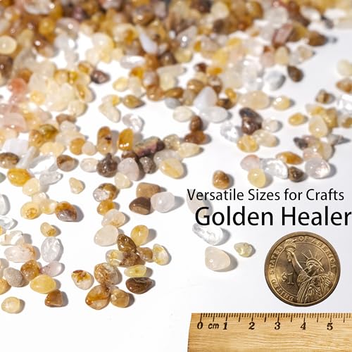 Image of Golden Healer Quartz Chips Bulk 2lbs, 2400+ Pieces, 5-8mm Natural Gemstones