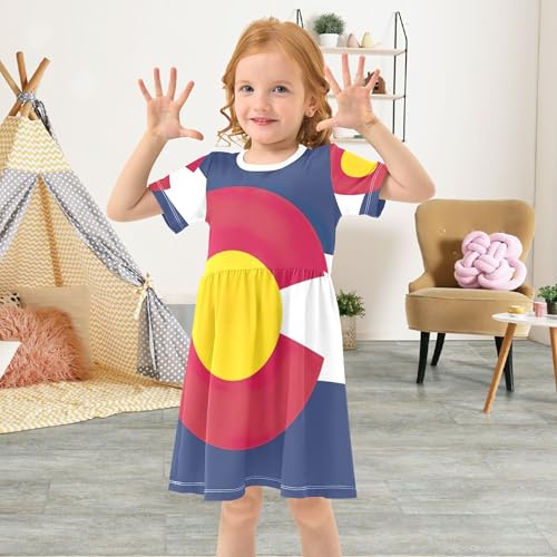 Toddler Girls Dresses Colorado State Flag Funny Cute Dresses 2t Short Outfit Children4
