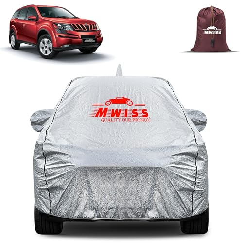 Image of Waterproof Car Body Cover for Mahindra XUV 500 | Mirror & Antenna Pocket Anti-Scratch with Soft Cotton Inner Lining Triple Stitched Protection| Heat Resistant | Rain Protection (Silver)