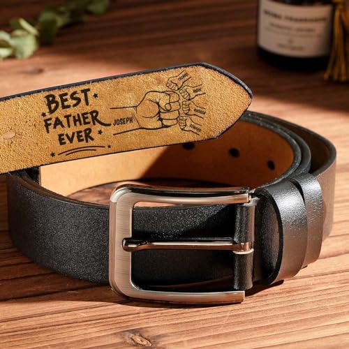 VEELU Personalized Mens Leather Belt for Dad - Handcrafted Customized Belt Gifts for Men Anniversary2