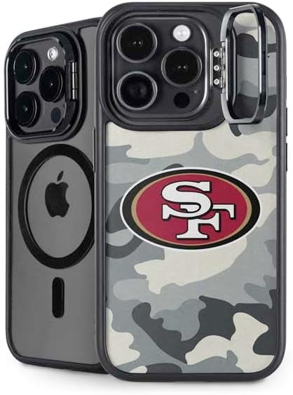 Skinit Kickstand Phone Case Compatible with iPhone 13 Pro - Officially Licensed NFL San Franciso 49ers Black & White Design