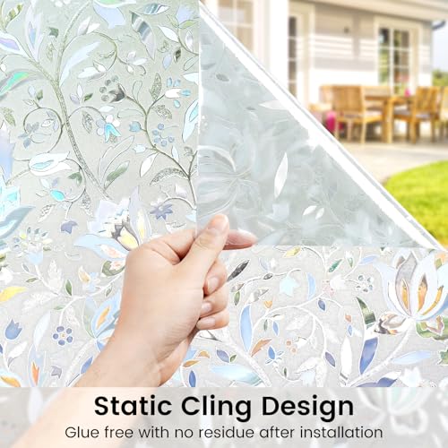 DOWELL Decorative Window Film Privacy Film for Glass Windows, 3D Rainbow Glass Film Static Cling, Opaque Frosted Stickers No Glue Anti UV, for Home, Kitchen, Tulip 44.5×200cm - Image 5