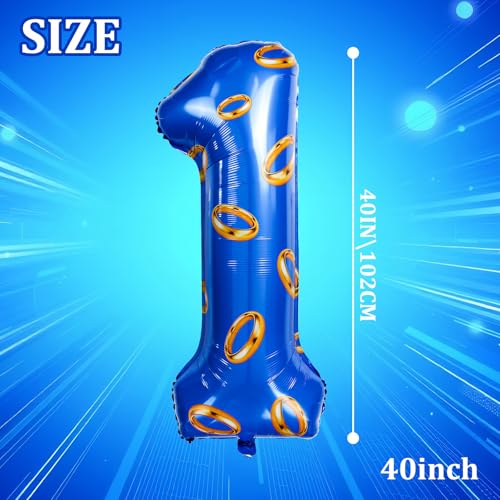 Image of Number 40 Inch Blue and Gold Ring Balloon Birthday Number Decoration Aluminum Film Balloon Suitable for Boys and Girls Blue Theme Party Cartoon Party Decoration Supplies (1)