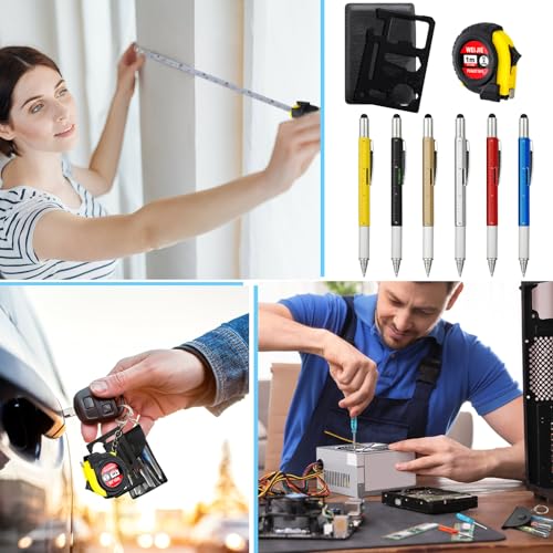 Image of 264 Pcs Mini Screwdriver Tape Keychain Set Multitool Pen Card Father's Gifts Bulk Mini Tool Set for Adult Men Dad (Multicolor)
