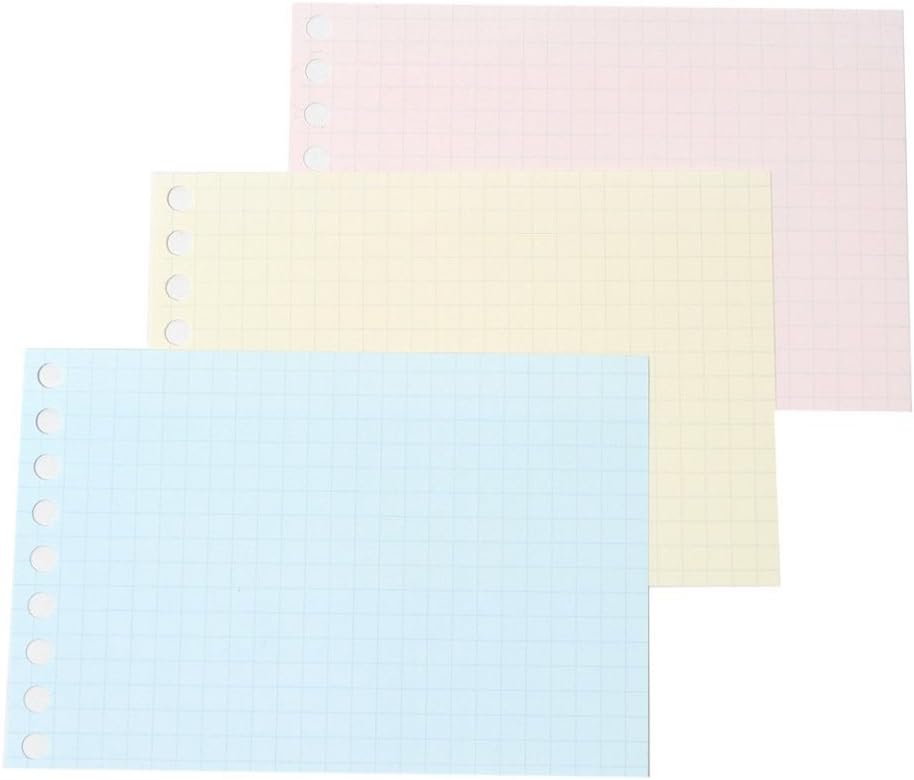 Maruman L1432-99 Mini Loose Leaf, B7 Grid, 0.2 inch (5 mm), 90 Sheets, Set of 10, Assorted 3 Colors