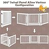 COSTWAY Wooden Dog Gate, Freestanding Foldable Pet Gates with Lockable Door, 360° Flexible Hinges, 3/4 Panel Safety Barrier for Doorway Stairs (207 x 2 x 61cm, White) #1