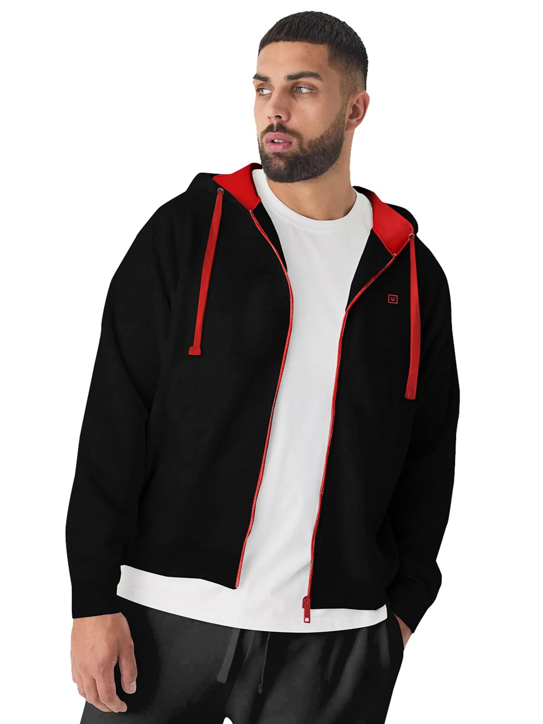 Urbano Plus Men’s Cotton Zippered Hooded Casual Winterwear Sweatshirt