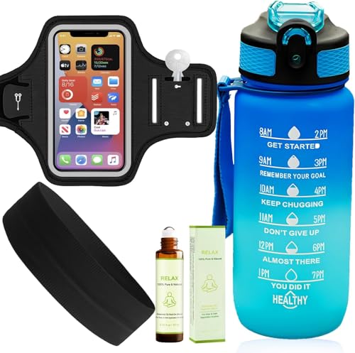 Brazalete Deportivo Ajustable,Diadema Hombres,Roll-On de Aceite Esencial,Botella de Agua,Ideal para Deportes al Aire Libre, Running, Ciclismo, Yoga y Senderismo,Regalos para Hombres