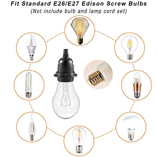 Mornajina 9Packs E27 E26 Light Socket, Lamp Holder Light Socket, Replacement Lamp Socket, Light Bulb Socket, Edison Retro Pendant Lamp Holder, Medium Screw-In Lamp Socket For Edison Bulb (#402) #TOP3