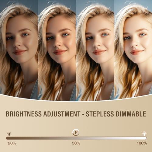 Large Lighted Vanity Mirror, 23" x 18" Light Up Make up Mirror with Smart Touch 3 Colors Dimmable, Tabletop or Wall-Mounted, Memory Function — view 3