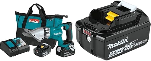 Makita XSJ05T - Kit de cizalla de fibra de cemento inalámbrico de 12 pulgada (5.0 Ah) con 2 baterías y batería adicional BL1850B de 18V LXT de iones