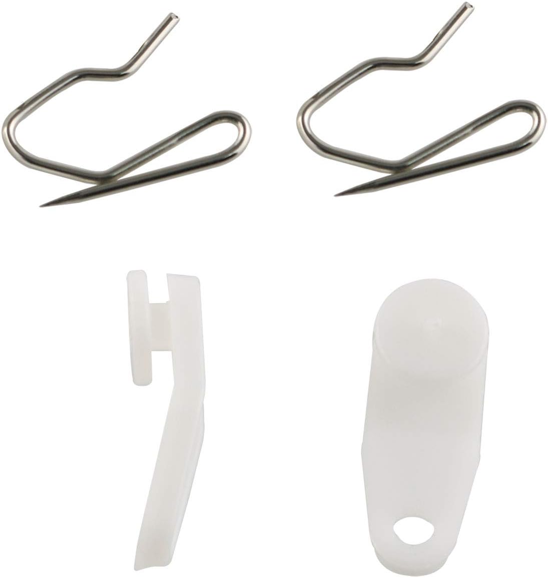 E-outstanding 50 Sets White Plastic Traverse Rod Slides Rail Glider and Metal Curtain Hooks Window Curtain Accessories