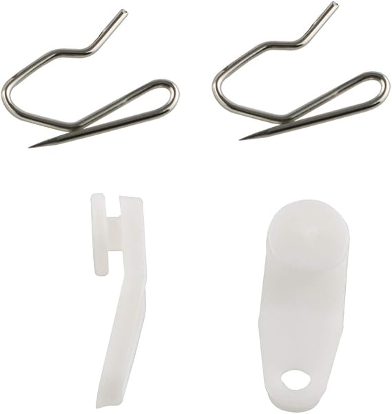 E-outstanding 50 Sets White Plastic Traverse Rod Slides Rail Glider and Metal Curtain Hooks Window Curtain Accessories