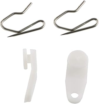 E-outstanding 50 Sets White Plastic Traverse Rod Slides Rail Glider and Metal Curtain Hooks Window Curtain Accessories