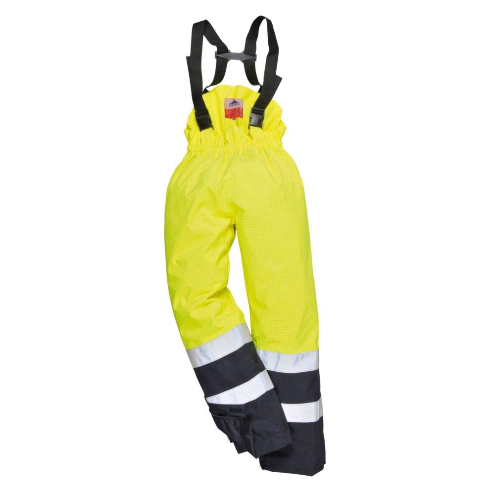 Portwest S782 Pantalón de Trabajo Cinta Reflectante Resistente Antiestático | Amarillo/Azul marino, 2XL, Corte Estándar, Unisex, Costuras Selladas, Ropa Transpirable, Duradero, Forro de Algodón FR