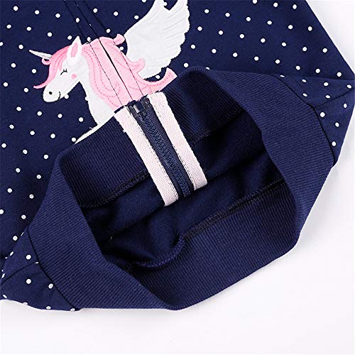 Baby Girl Zip Up Hoodie Sweatshirt Polka Dot Toddler Rainbow Unicorn Fleece Jacket Pony Kids Hooded Coat Winter Outerwear Sweater 5T / 120 #TOP4