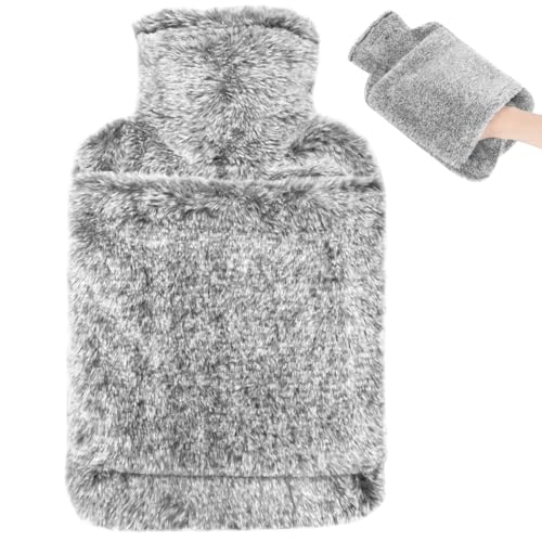 Gylinm Hot Water Bottle with Cover UK,2L Leakproof Large Hot Water Bag for Warming The Shoulders, Neck, Hands, and Feet,Gifts for Women,Men