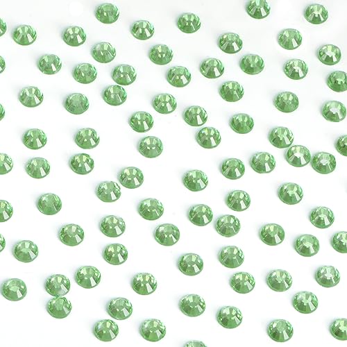 Image of Bymitel Hotfix Crystal Rhinestones Round Gems Iron on DIY Jewelry Making Flat Back for Crafts,Peridot, 2.4mm(SS8 /2880pcs)