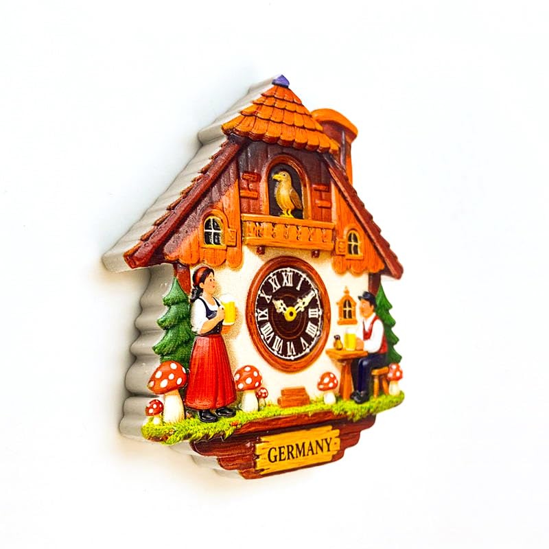 Imán decorativo tradicional reloj cuco estilo alemán miniatura 1