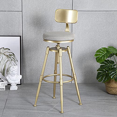 Tabouret de bar industriel gris rembourré avec pieds en métal et repose-pieds confortable