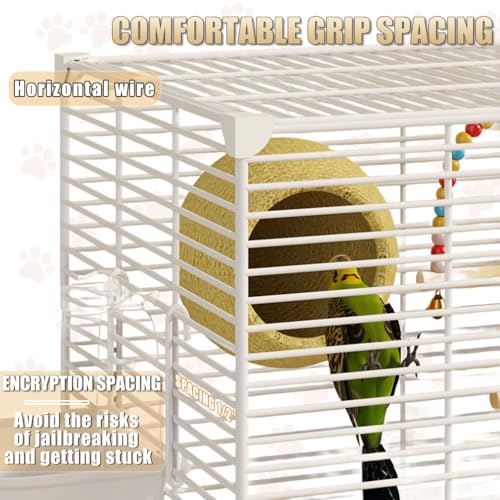 Bird Cage Parakeet Cage Hanging Windows with Sliding Window, Dense Wire Mesh, Removable Tray & Wheels Bird Flight Cage - Image 5
