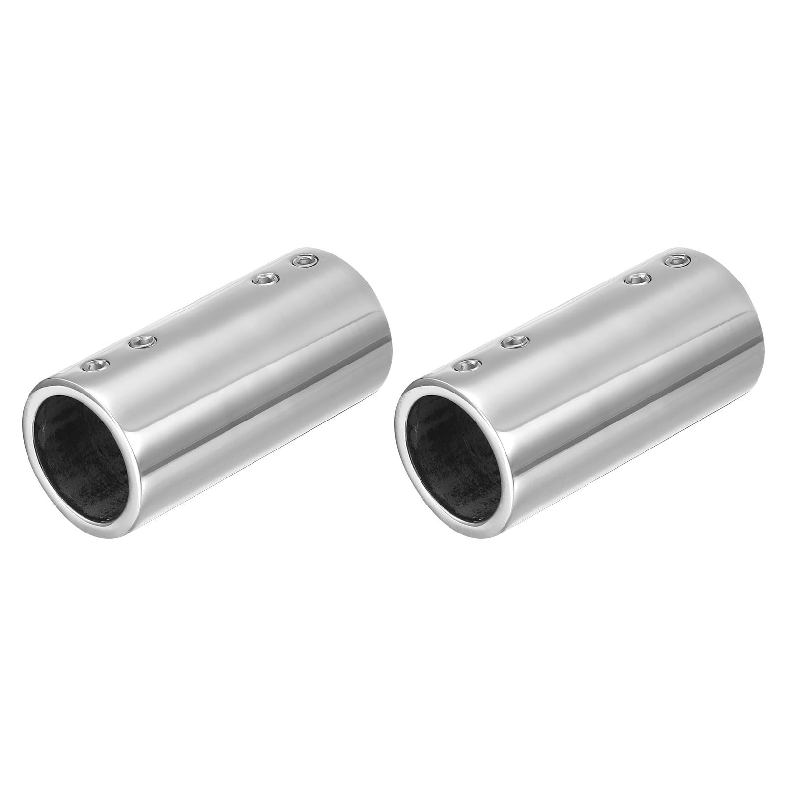 uxcell 2Pcs Straight Pipe Fitting Connector, 316 Stainless Steel 2-Way Hand Rail Tube Connector 70mm Length, for 1"(25mm) OD Handrail Railing