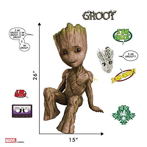 Wall Palz Marvel Guardians Of The Galaxy Baby Groot Wall Decal - Groot Wall Stickers With 3D Augmented Reality Interaction - 26" Groot Stickers - Marvel Legends Room Decor #TOP5