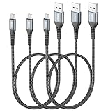 【Geflochtenes Design 】Das Micro-USB-Ladekabel wird von einer Nylonfaser und einer Hülle mit verlängertem Klebeabschluss fest umschlossen, wodurch es verwindungssteif und abriebfest wird. Mit einem über 5000-fachen Biegetest ist es haltbarer, flexibler, verschleißfester und reißfester.