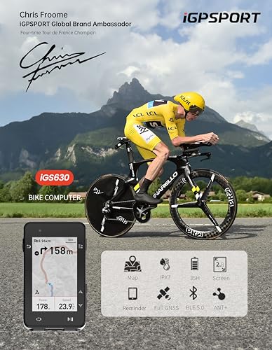 iGPSPORT iGS630 GPS Bike Computer, 2.8‘’ Map Navigation iClimb Training Function MTB Wireless Cycling Computer GPS Unit IPX7 Waterproof (iGS630 Only)