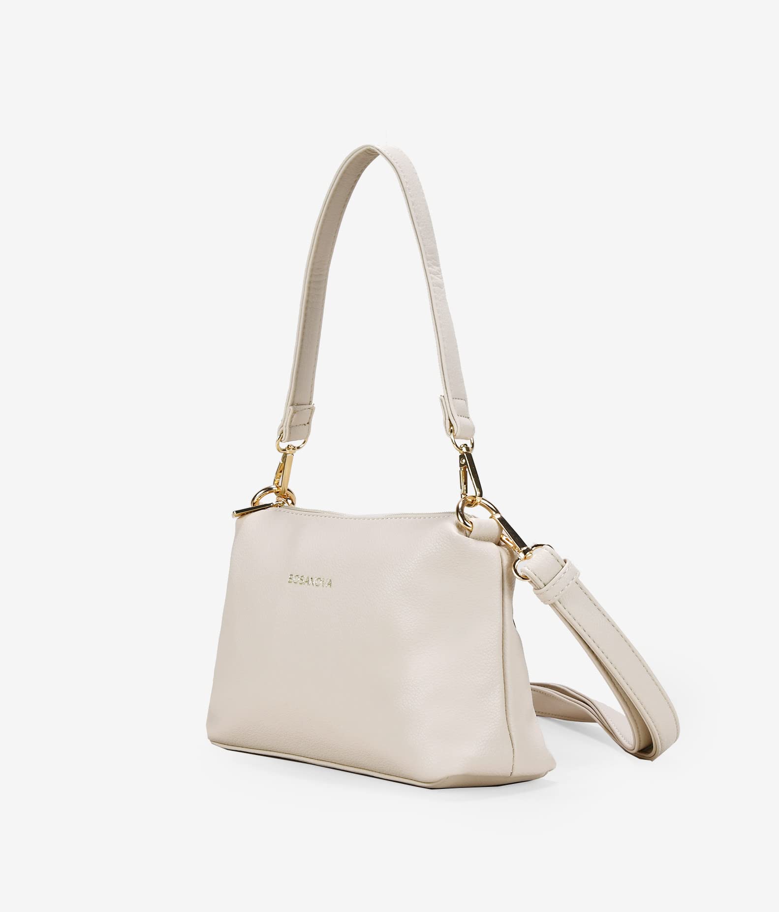 BOSANOVA Bolso de hombro mediano con detalle de logo en la parte frontal, asa de hombro y también con asa de cruzar extraíbles. Cierre con cremallera. BEIGE U