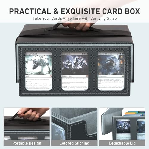 Image of 3-Row Trading Card Storage Box, Bulk Cards Case for 2400+ Mtg tcg Magic Playing Game Card Organizer, Commander Deck Box with 3 Supports & 24 Dividers