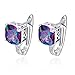 Bonlavie Orecchini con topazio mistico di fuoco da 6,8 ct, taglio a cuscino, color arcobaleno, e zirconia cubica, orecchini con chiusura a monachella e Argento, colore: Purple, cod. 40E