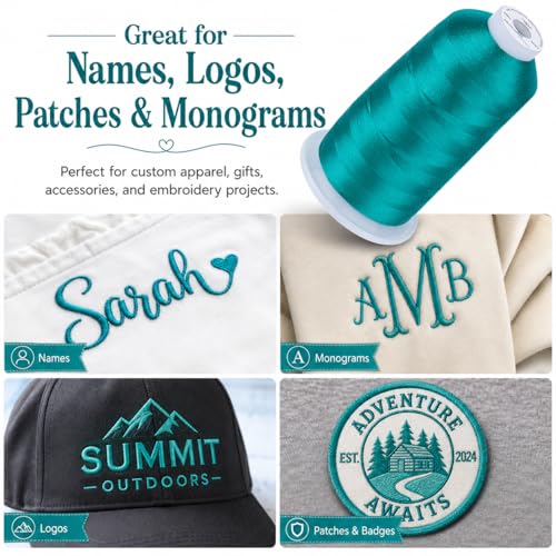 Image of Simthread 5000M 40WT Polyester Embroidery Thread, Teal Green 534 | 5000M 40WT polyester thread feeds smoothly for machine embroidery, monograms, logos, patches and quilting.