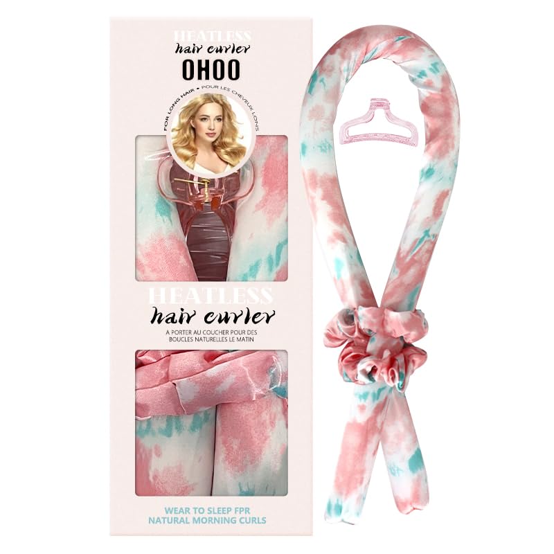 Satin Heatless Hair Curler Set Hair Rollers No Heat Curlers Curling Rod Headband with Hair Ties Clip Black