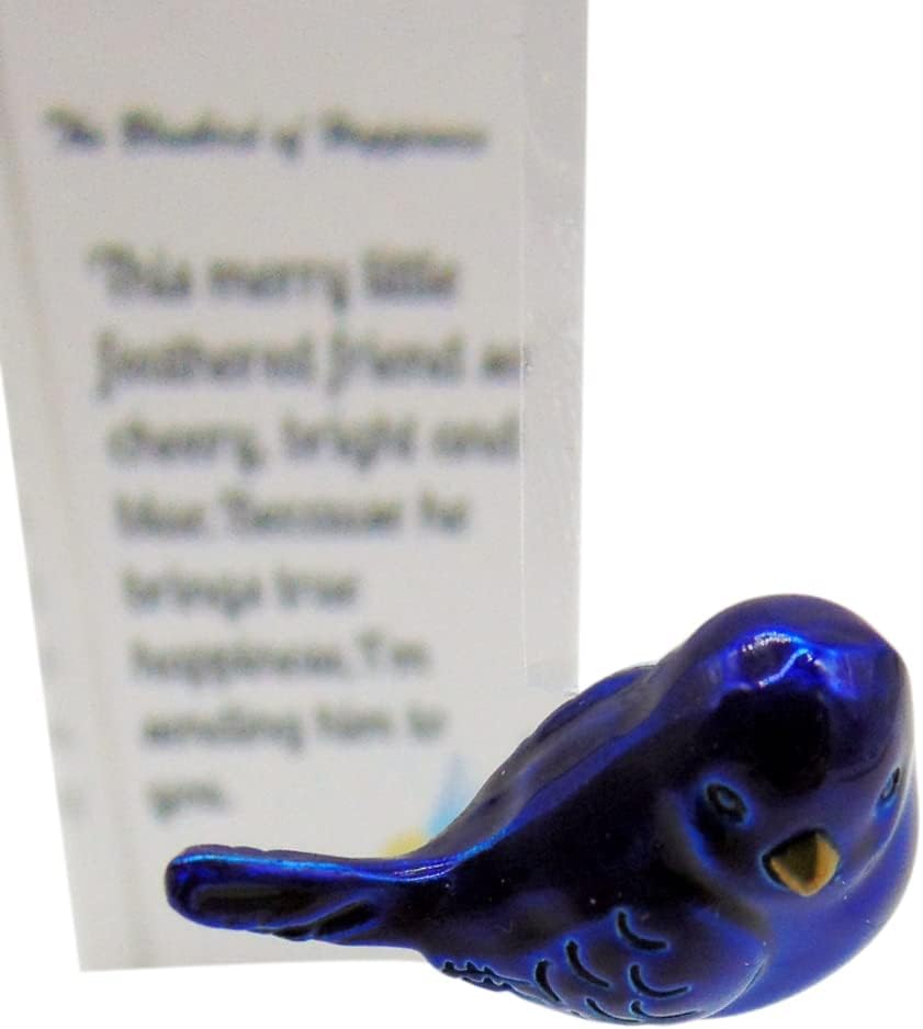 Westmon Works The Bluebird of Happiness Legend Pocket Charm Set Little Good Luck Token Bird Figurine with Story Card