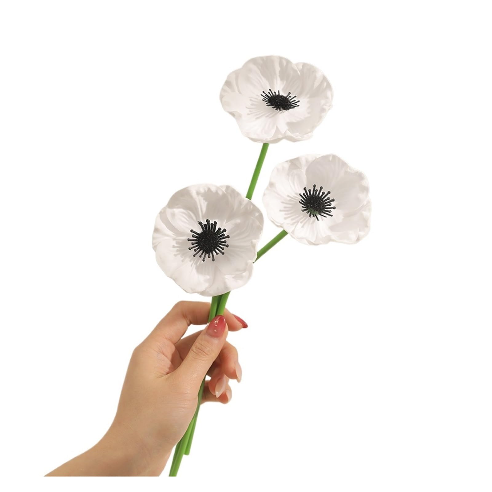 Casetlong 3Pcs Artificial Flowers Bouquet 31CM Fake For Home Decor Wedding Decoration Craft Flower Arrangement Accessories(White)