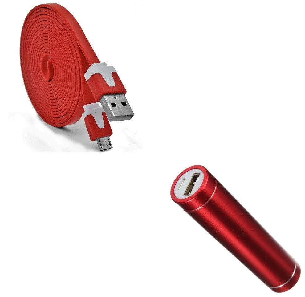 Batterie pour Samsung Galaxy J3 2016 et chargeur externe avec câble micro USB rouge
