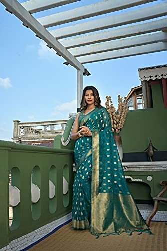 Image of Vardha Women's Art Silk,Silk Saree with Banarasi Weave and Unstitched Matching Blouse Piece | Sari for Women