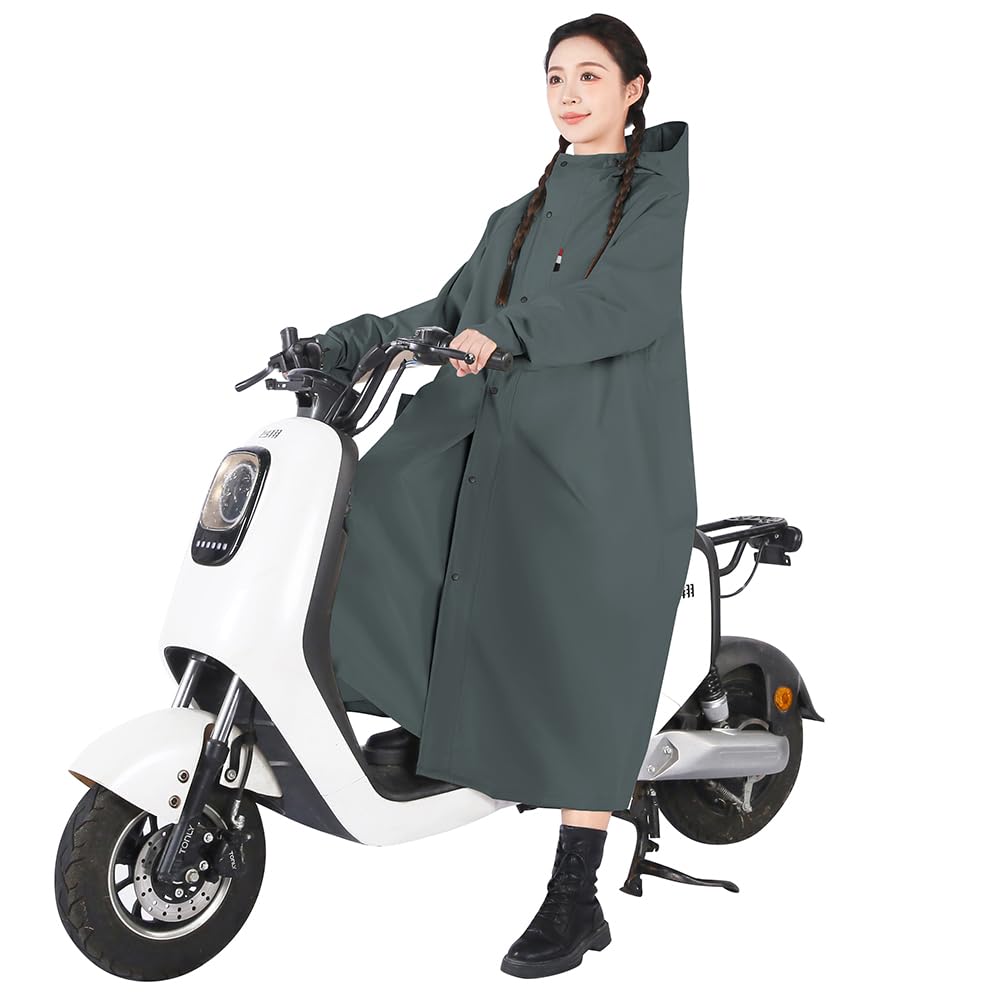Poncho impermeable largo para adultos, impermeable portátil para mujeres y hombres con capucha, mangas y bolsa de transporte, poncho de lluvia reutilizable para acampar al aire libre viajes