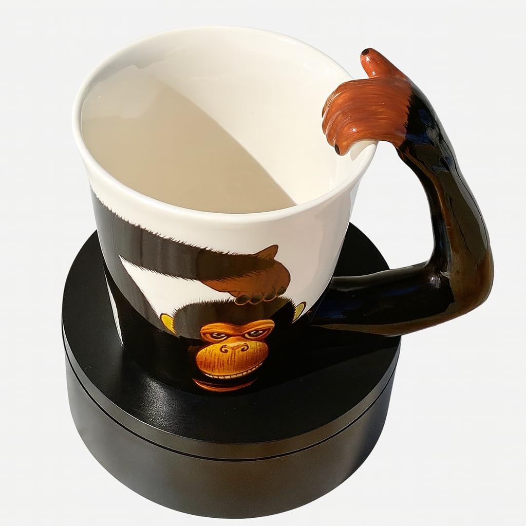 Monkey Coffee Mugs -Planter - Pen Holder – Ceramic Coffee Mug Fun Gift for Men & Women – Monkey Cups for Tea, Latte, Cappuccino & Cocoa