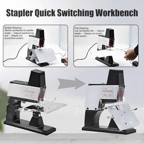 Agrafeuse électrique Robuste, relieuse à 9 Vitesses pour 40 Pages, Modes de Couture à Plat et Verticale, Machine de Bureau en métal pour Reliure Professionnelle ()