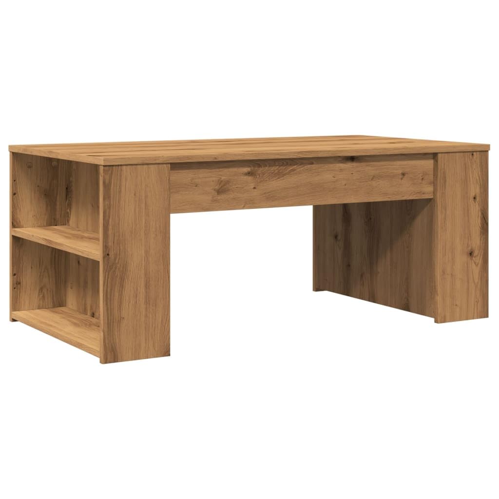 vidaXL mesa de Centro Madera de Roble Ingeniería Artesanal 102x55x42cm, mesita de Sofá, Decorativa, Auxiliar, Salón