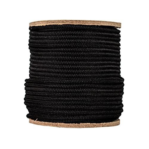 Sgt Knots Diamond Grip Elastic Bungee Cord - 100% Stretch And Shock Absorbent For Camping, Kayak Deck, Crafting (1/8" X 100Ft, Black) #TOP1
